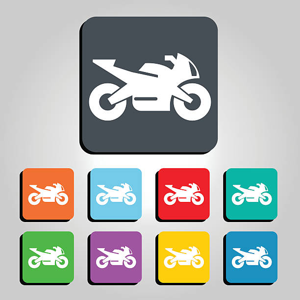 ilustraciones, imágenes clip art, dibujos animados e iconos de stock de ilustración del icono vectorial de la motocicleta - carrera-de-motos-de-velocidad