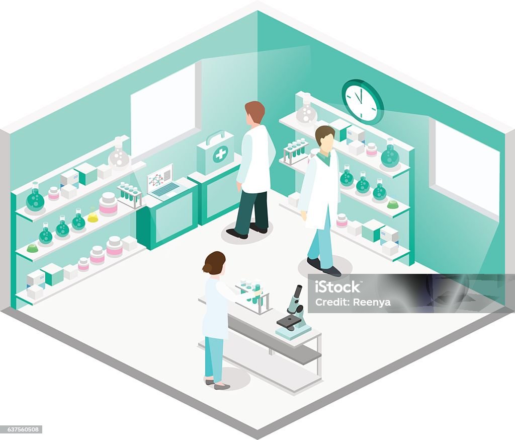 Isometric Flat 3d Concept Vector Interior Of Science Laboratory Stock ...