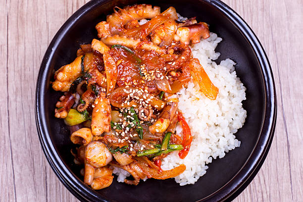 istock Spicy Stir-fried Octopus with Rice  - Korea Food 637561244