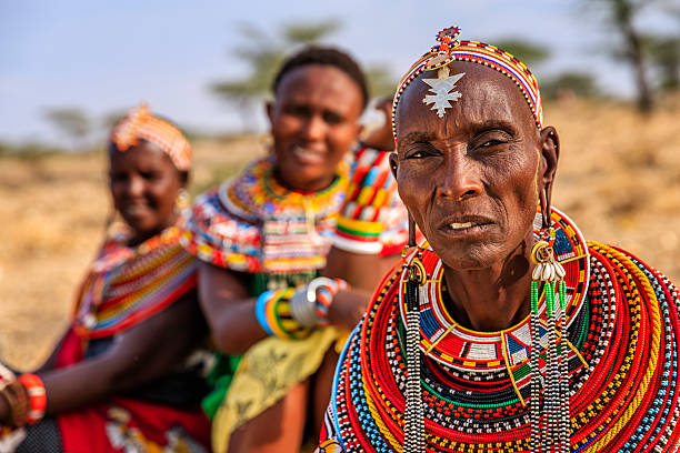 아프리카 여성 samburu 부족에서, kenya, africa - africa masai african culture african descent 뉴스 사진 이미지