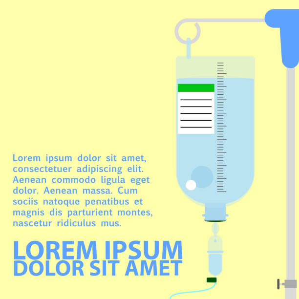 illustrazioni stock, clip art, cartoni animati e icone di tendenza di sacca da fleboclisi endovenosa - flebo salina