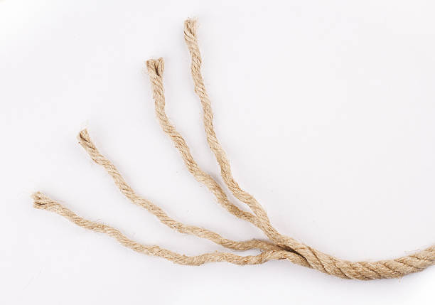 close up of unraveled rope on white - at the end of your rope imagens e fotografias de stock