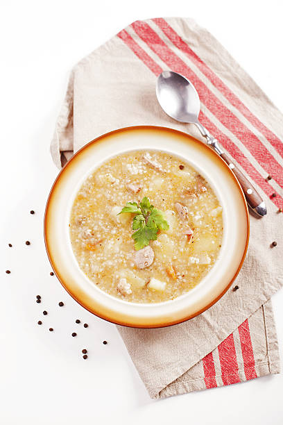 krupnik zupa jęczmień - vegetable barley soup zdjęcia i obrazy z banku zdjęć