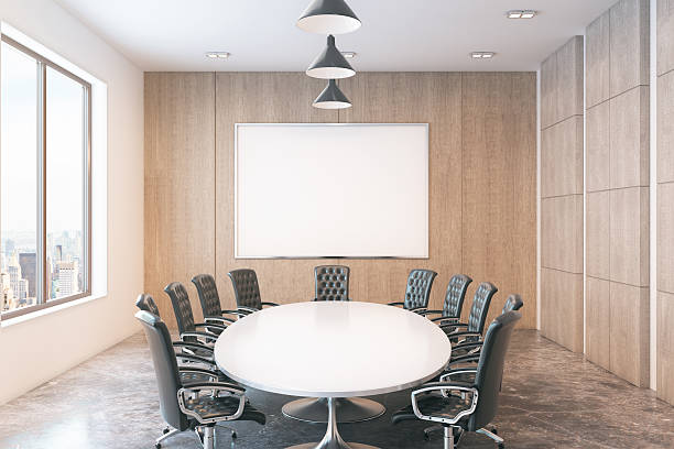 istock Conference room with city view 637574496