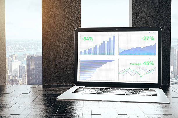 istock Laptop with business charts 637574958