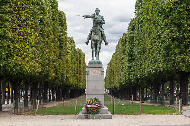 Monument to Simon Bolivar at Cours La Reine in downtown Paris, France.