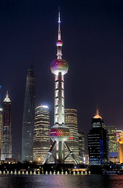 istock Night Shanghai skyline with Oriental Pearl Tower 637578520