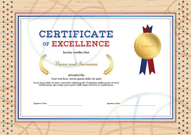 Vector illustration of Certificate of excellence template in sport theme for basketball