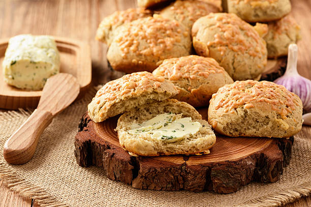 istock Homemade fresh bread buns with cheese and garlic butter. 637580566