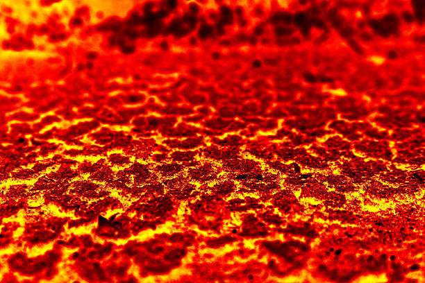 istock Molten lava surface is red hot after a volcanic eruption. 637580682