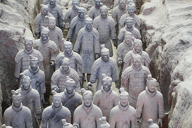 istock stone army soliders statue, Terracotta Army in Xian, China 637580834