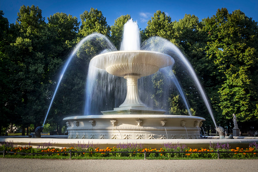 Milan, Italy - January 15, 2022: Milan, Lombardy, Italy: Four Seasons fountain at the Citylife park