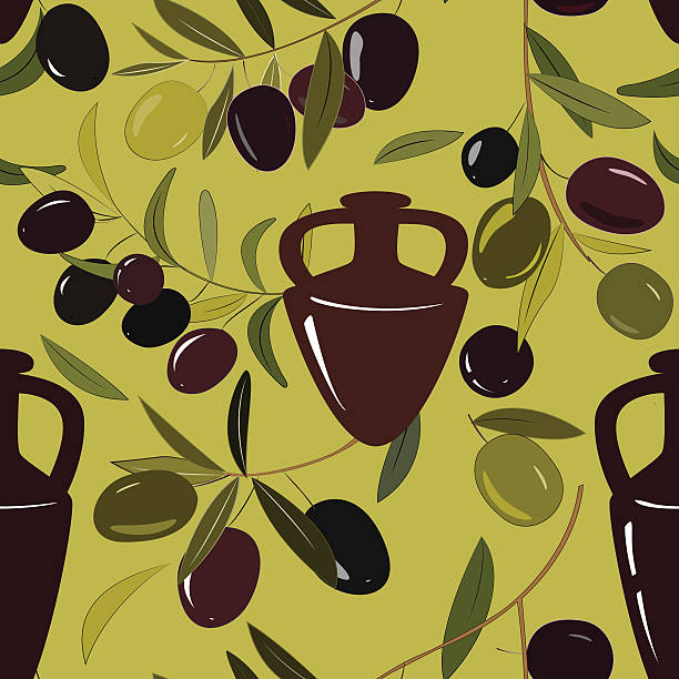 ilustrações, clipart, desenhos animados e ícones de fundo sem forma vetorial com ramos de anfólia e azeitona. - olive tree oil industry cooking oil