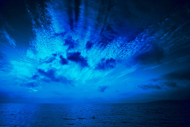 istock Early morning, sunrise over sea. Blue colored 637586220