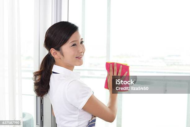 Woman With A Cleaning Tool Stock Photo - Download Image Now - 20-29 Years, Adult, Adults Only