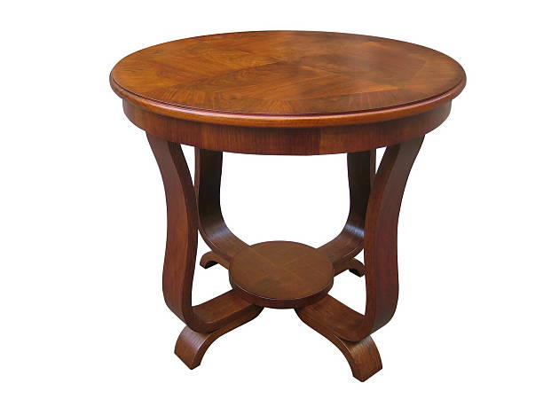 Vintage wooden art deco table on a white background
