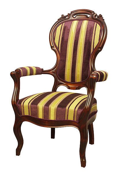 Antique orange armchair isolated on white background
