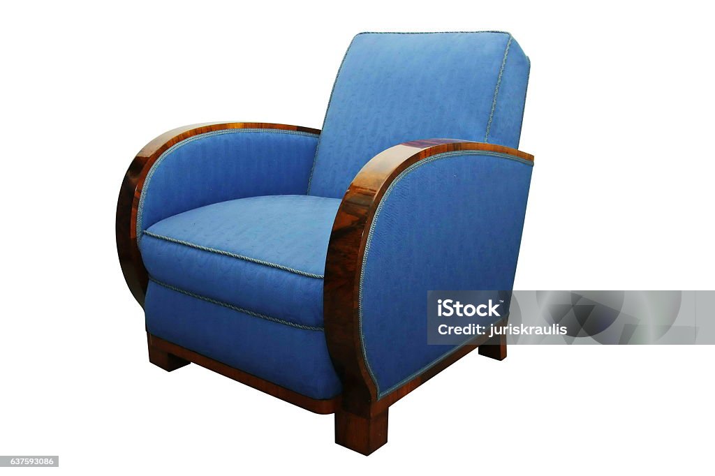 Antique Art Deco Armchair Isolated On White Stock Photo - Download Image  Now - Art Deco, Furniture, Antique - Istock