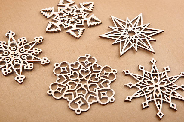 Laser Cut Wood Snowflakes Ornaments Stock Photo - Download Image Now - Art  And Craft, Cardboard, Carton - iStock