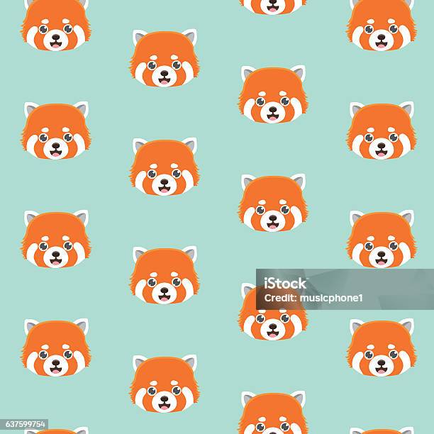 Red Panda Pattern Background Cute Red Panda Pattern Stock Illustration - Download Image Now - Animal ...
