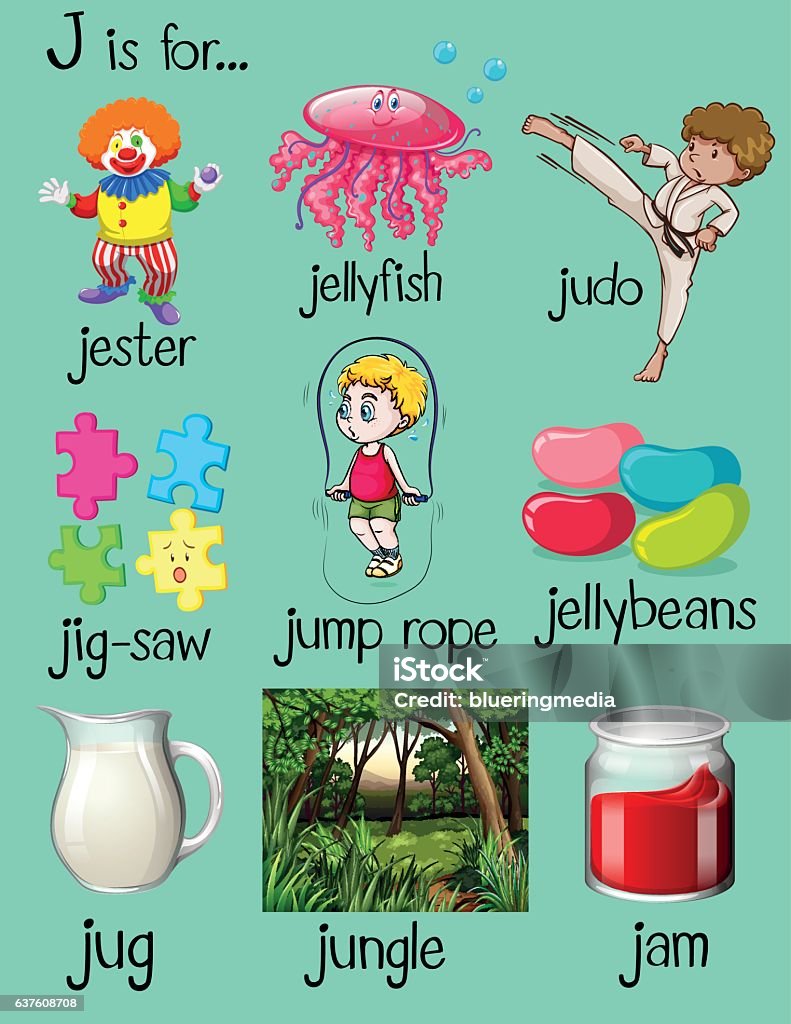 With J Many Words Begin With Letter J Stock Illustration - Download Image Now ...