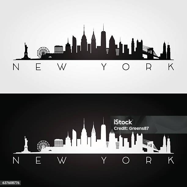 New York Skyline Silhouette Stock Illustration - Download Image Now - New York City, Urban Skyline, New York State