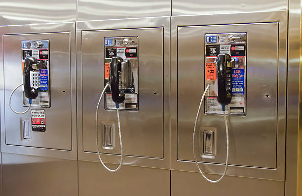 old public phone in NYC stock photo