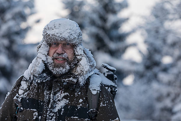 istock Dramatic Image of Scruffy Man Freezing in Cold Weather 637615526