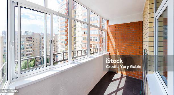 Glazed Balcony Stock Photo - Download Image Now - Window, Aluminum, Sliding