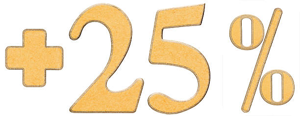 istock Percent benefits, plus 25 twenty five percent, numerals isolated 637622208