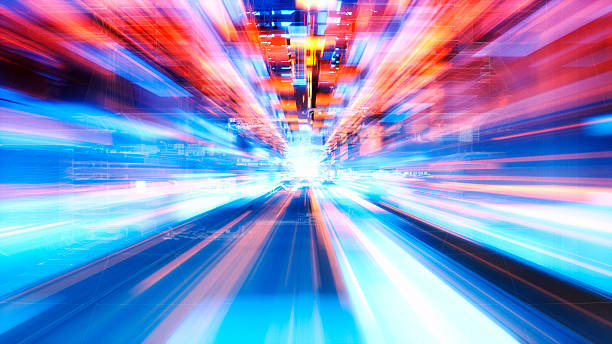 istock Futuristic city street speeding blur 637624764