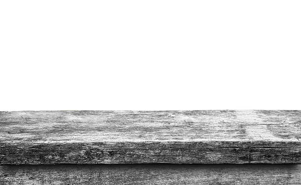 istock Empty top of natural wood  shelves isolated on white background 637625434