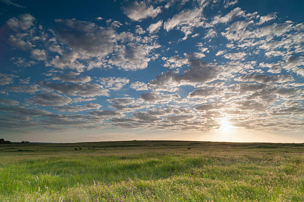 Sunrise Clouds Over the Prairie, Oklahoma stock photo
