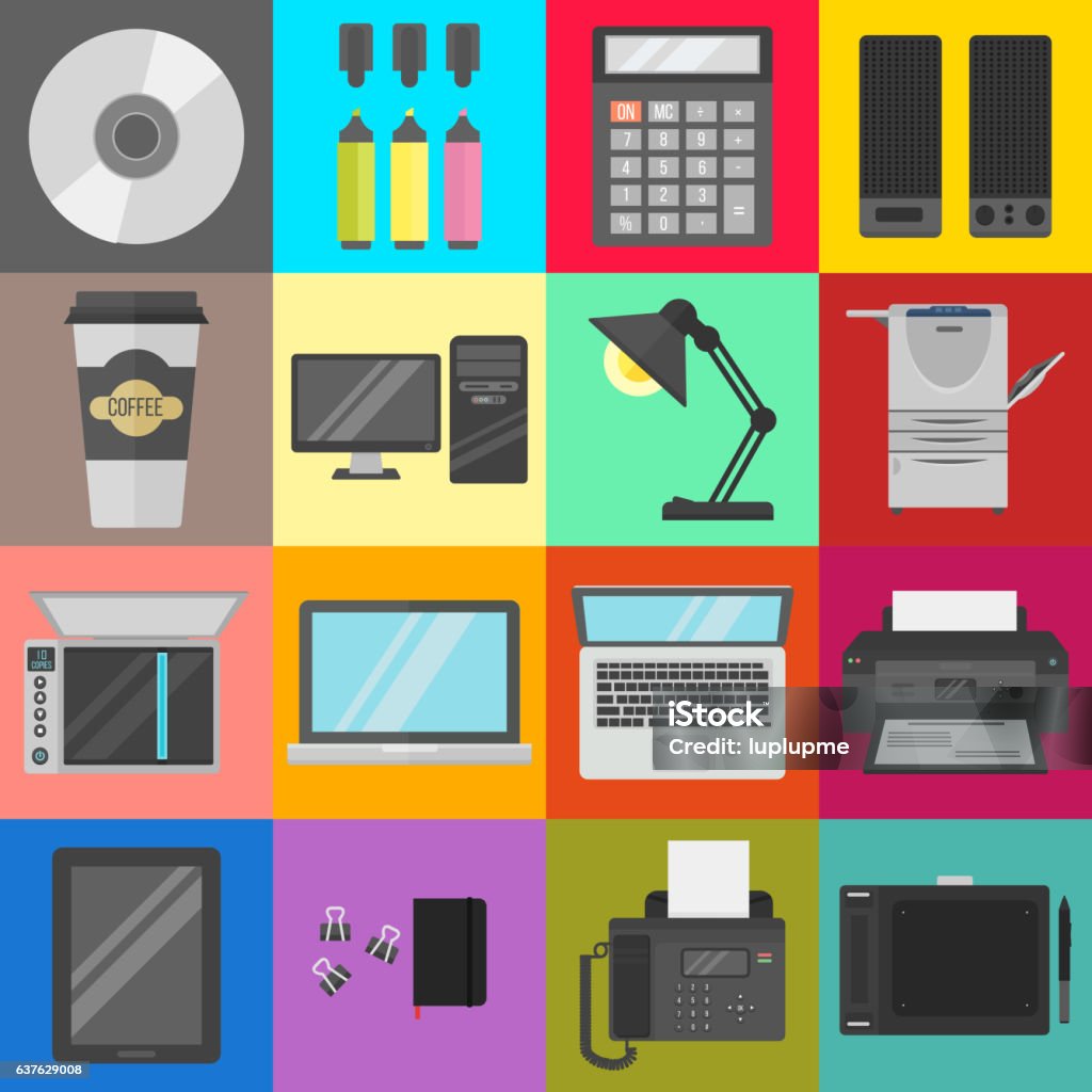 computer equipment royalty free vector image -... Computer Office Equipment Vector Stock Illustration - Download Image ...