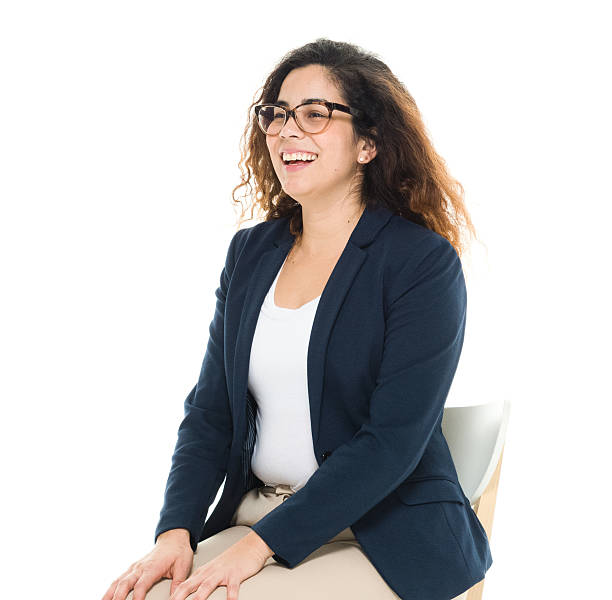 istock Smiling businesswoman looking away 637629920