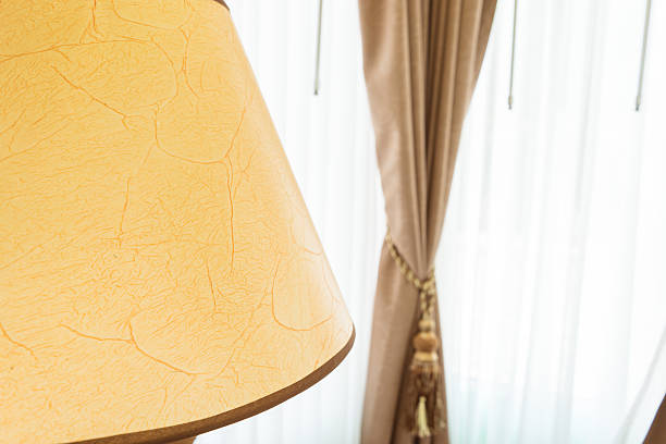 istock Luxury lamp with elegance curtain (drape) 637633398