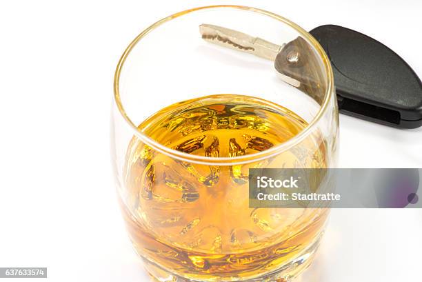 A Glass Of Whiskey And A Car Key Stock Photo - Download Image Now - Addiction, Alcohol - Drink, Alcohol Abuse