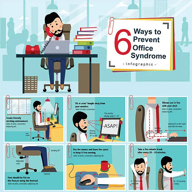 Vector illustration of Office Syndrome Infographic