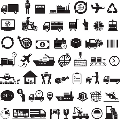 vector logistics export icon set