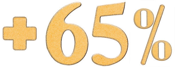 istock Percent benefits, plus 65 sixty five percent, numerals isolated 637639292
