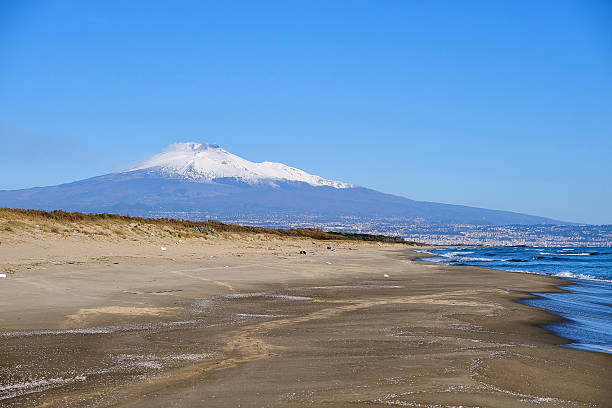 istock Mountain Etna top with snow 637640162