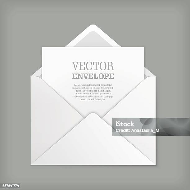 Vector Realistic Mockup Of Envelope Stock Illustration - Download Image Now - Envelope, Invitation, Greeting Card