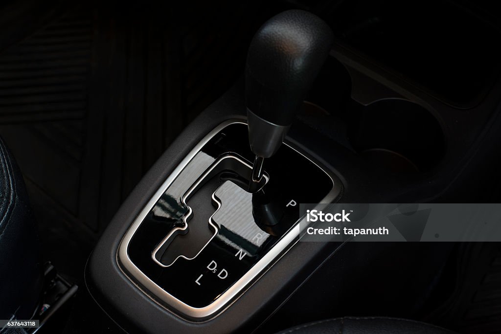 Automatic car gear stick with P R N D system Automatic Gearshift Stock Photo
