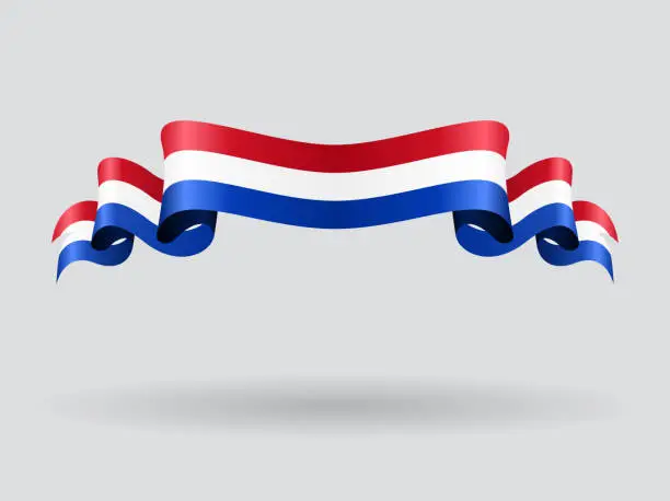 Vector illustration of Dutch wavy flag. Vector illustration.