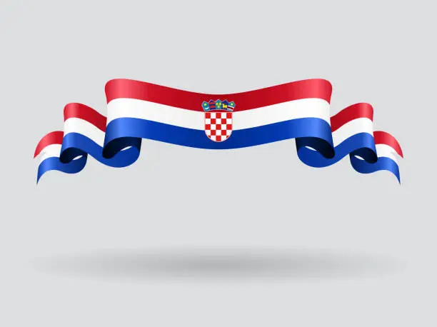 Vector illustration of Croatian wavy flag. Vector illustration.