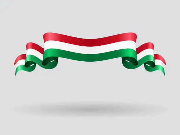 Vector illustration of Hungarian wavy flag. Vector illustration.