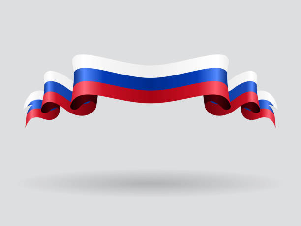 Russian wavy flag. Vector illustration. Russian flag wavy abstract background. Vector illustration. russia flag stock illustrations