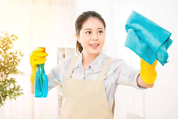 istock mother cleaning living room window 637645044