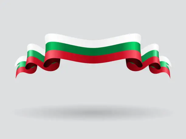 Vector illustration of Bulgarian wavy flag. Vector illustration.