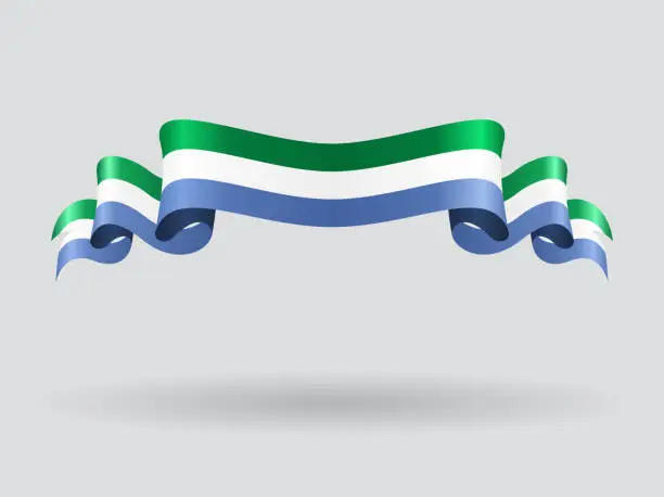 Vector illustration of Sierra Leone wavy flag. Vector illustration.